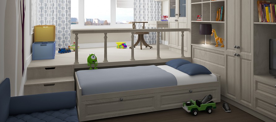 Lit podium dans la chambre des enfants - gain de place et design original